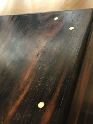 黒柿の江戸長火鉢　象牙の釘が実にめずらしい。