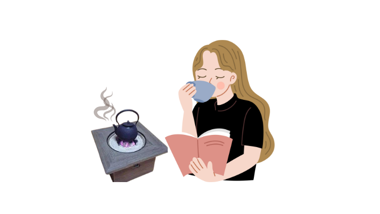 火鉢で読書