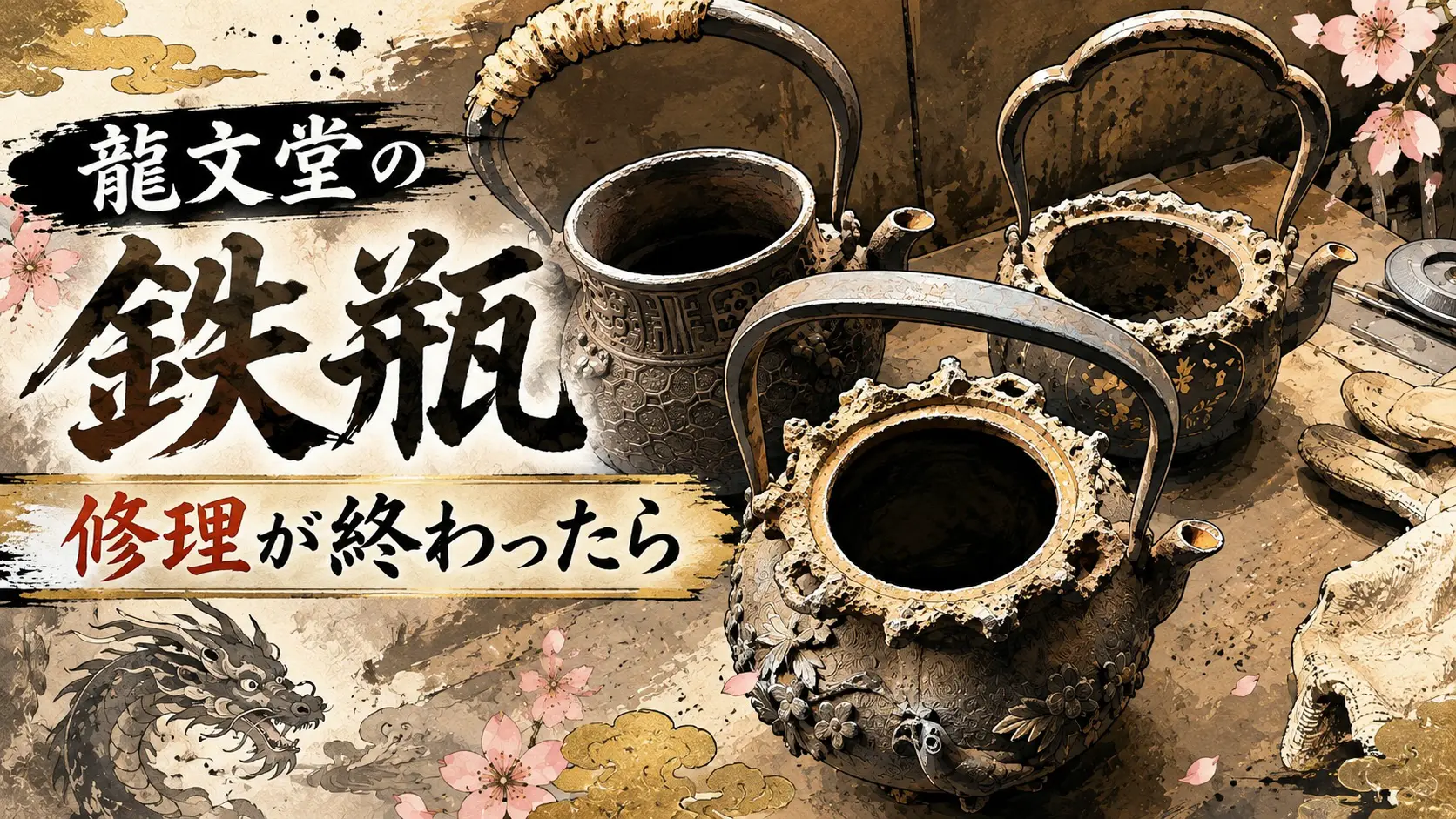 底の取り替え修理をした龍文堂の鉄瓶について解説します。 | ヒバチヤ